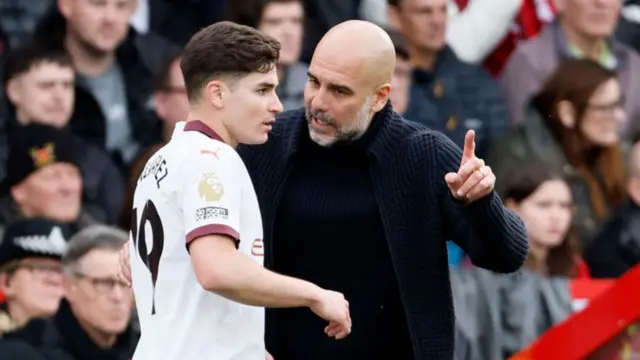 Pep Guardiola and Julian Alvarez