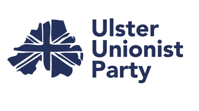 Ulster Unionist Party logo - a blue union jack over a map of Northern Ireland