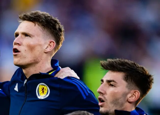 McTominay and Gilmour sing the Scottish anthem