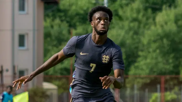 Abu Kamara in action for England U20s