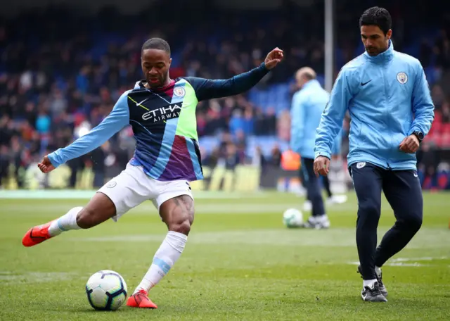 Raheem Sterling and Mikel Arteta