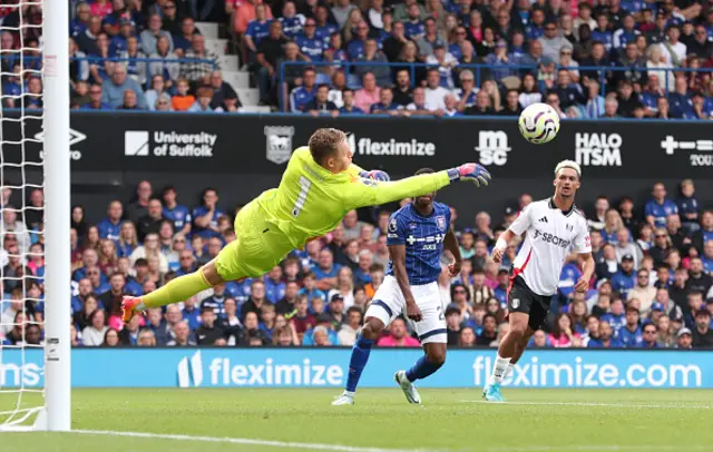 Bernd Leno of Fulham makes a save