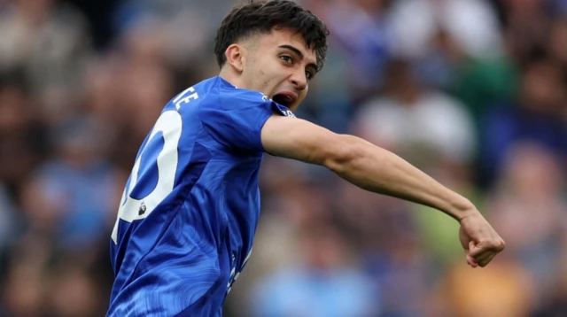 Leicester City's Facundo Buonanotte celebrates scoring their first goal