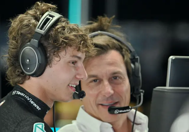 Toto Wolff and Kimi Antonelli at Monza.