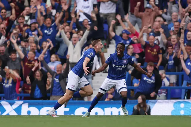 Liam Delap of Ipswich Town celebrates