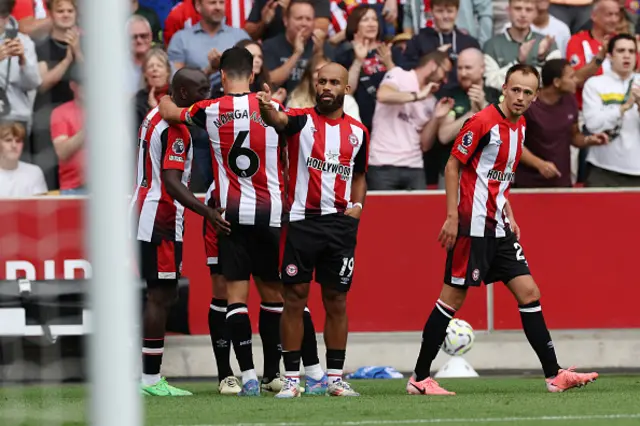 Bryan Mbeumo of Brentford celebrates