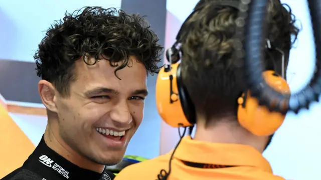 Lando Norris laughs