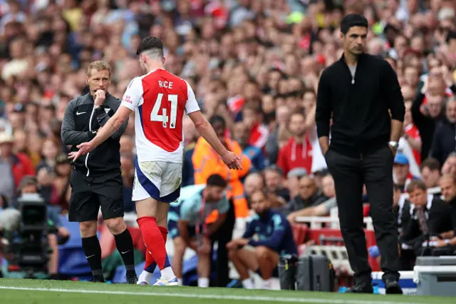 Declan Rice of Arsenal leaves the pitch