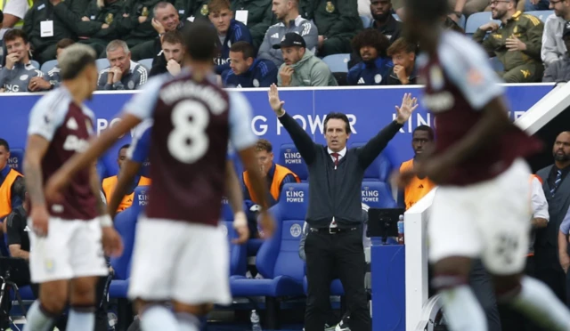 Aston Villa manager Unai Emery reacts