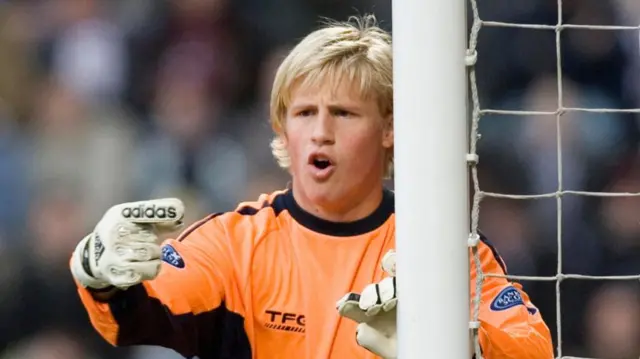 Kasper Schmeichel in action for Falkirk in 2007