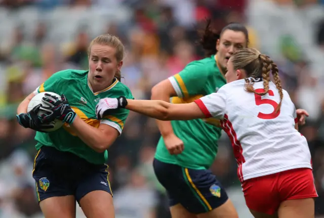 Tyrone's Clara Daly tackles Muireann Devaney