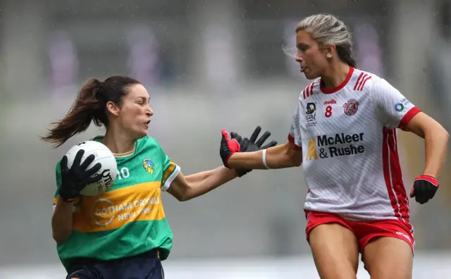 Tyrone's Aoibhinn McHugh tackles Orla Flynn