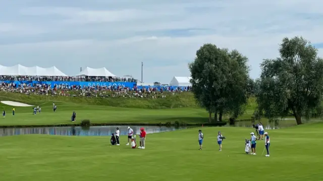 Tommy Fleetwood on 15th fairway