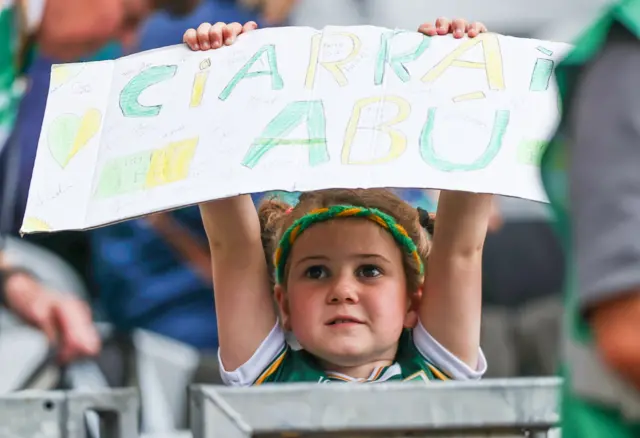 A young fan shows their support for Kerry in the Croke Park final