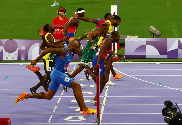 Photo finish in the men's 100 metres