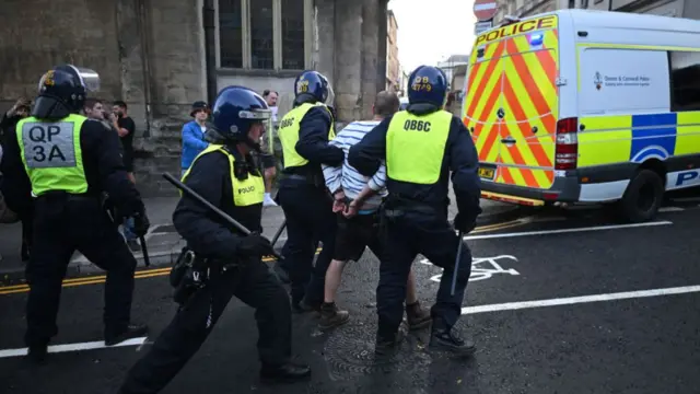 Police making an arrest in Bristol