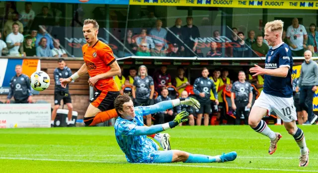 Dundee United's Kristijan Trapanovski chips for goal