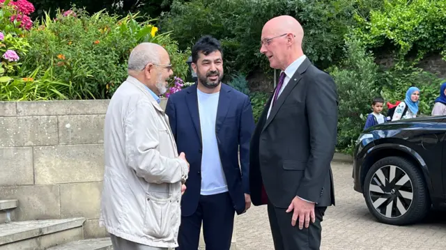 Scotland's First Minister John Swinney arrives at Edinburgh Central Mosque to meet community leaders