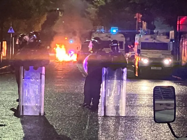 Police are coming under attack from a group throwing rocks and other missiles in South Belfast.