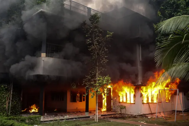 Bangabandhu Memorial Museum on fire