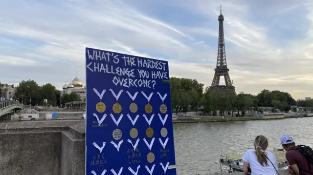 Medal board next to the River Seine