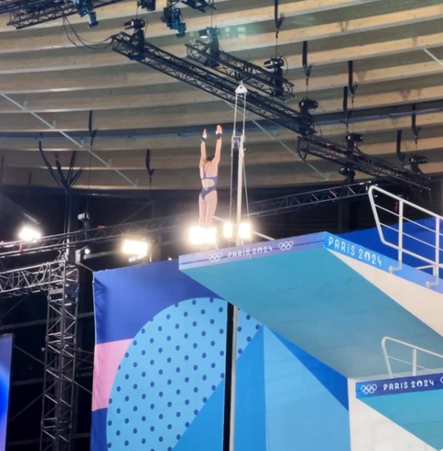 Sirieix prepares to dive off the ten metre platform