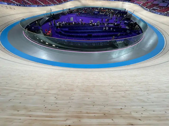 Steep bankings at the Olympic velodrome