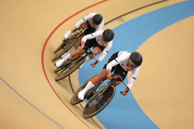 Jafet Lopez Gonzaga leads Juan Ruiz Teran and Edgar Verdugo Osuna of Team Mexico