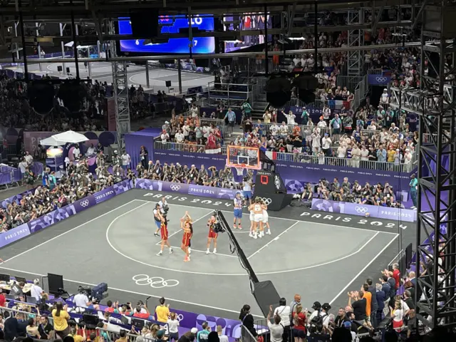 German players celebrate winning gold in the 3x3 basketball