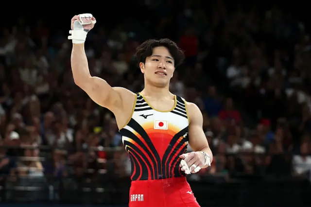 Shinnosuke Oka of Team Japan reacts