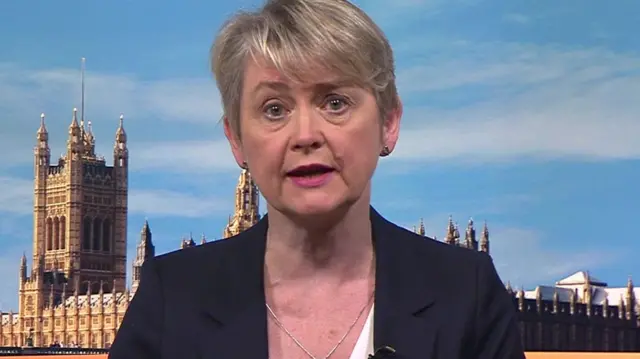 Home secretary Yvette Cooper talks to the BBC