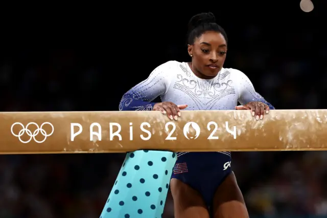 Simone Biles after falling off the beam