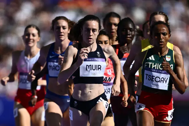 Laura Muir in action during the women's 1500m preliminaries at the Paris Olympics