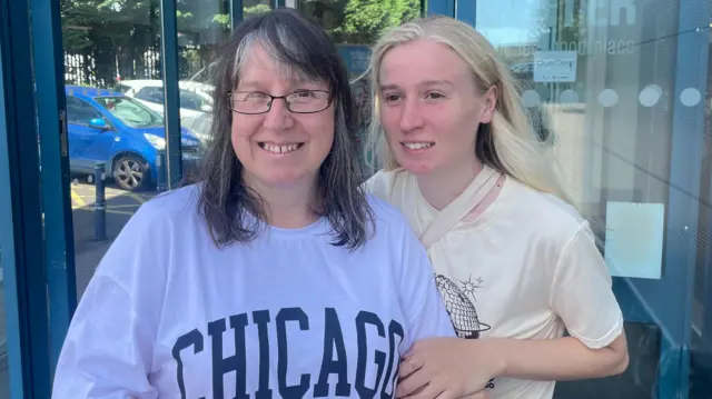 Ceri Jones and her daughter Katy outside Western Leisure Centre