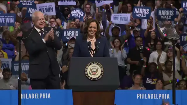 Harris and Walz at a rally