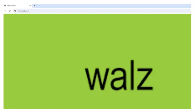 The front page of HarrisWalz.com references the 'brat' meme