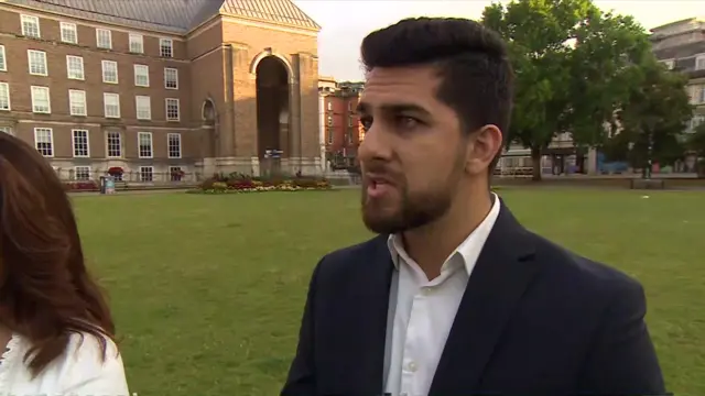 Aziz Deen speaking to the BBC in Bristol