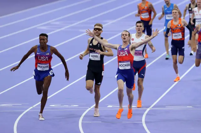 Josh Kerr at the finish line in the 1500m race