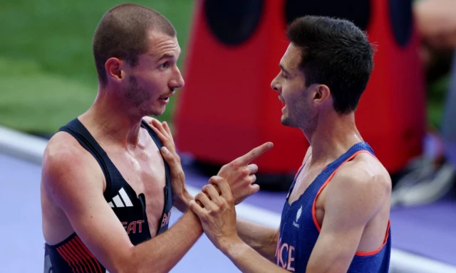 George Mills and France's Hugo Hay following the Men's 5000m heats