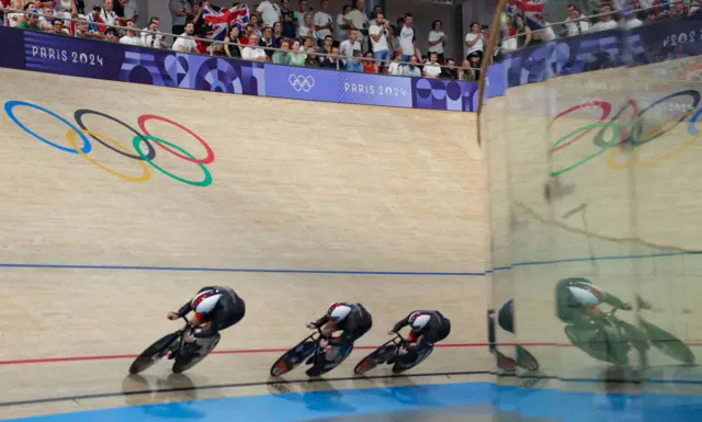 Jack Carlin, Ed Lowe and Hamish Turnbull in the men's team sprint