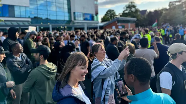 A crowd outside Newcastle's Beacon Centre