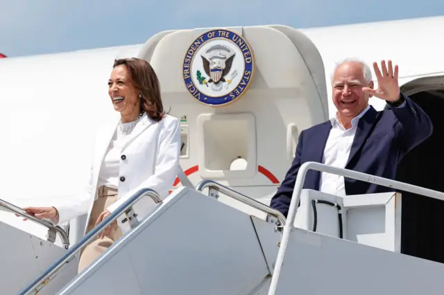 Kamala Harris and Tim Walz