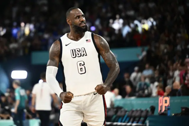 LeBron James celebrates