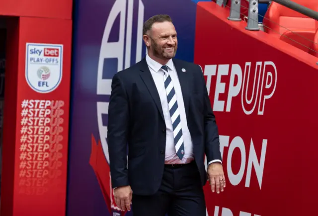 Bolton boss Ian Evatt walks out at Wembley