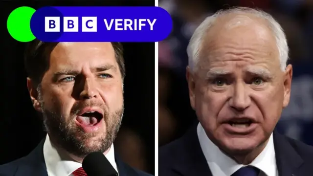 JD Vance and Tim Walz composite image