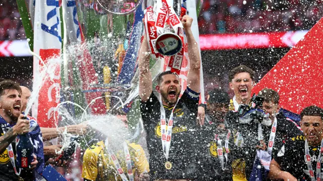 Southampton lift the Championship play-off trophy