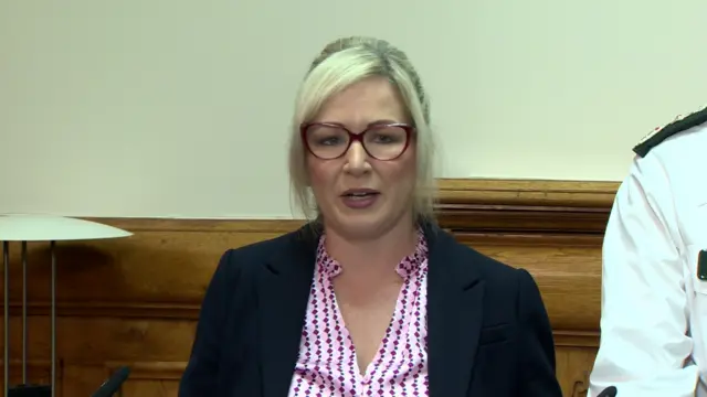 Michelle O'Neill looks at the camera