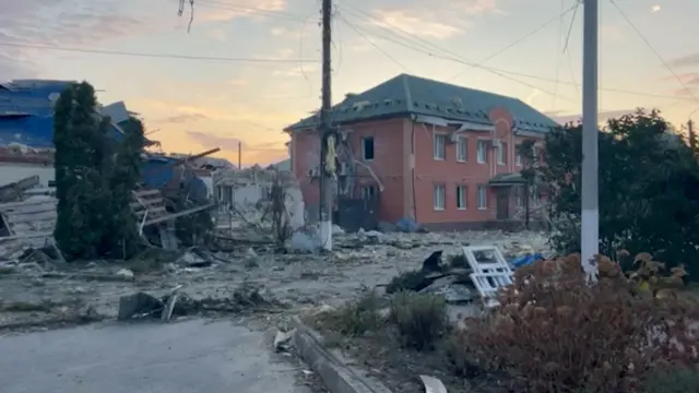 A destroyed house in the town of Sudzha, Russia's Kursk region. Photo: 7 August 2024