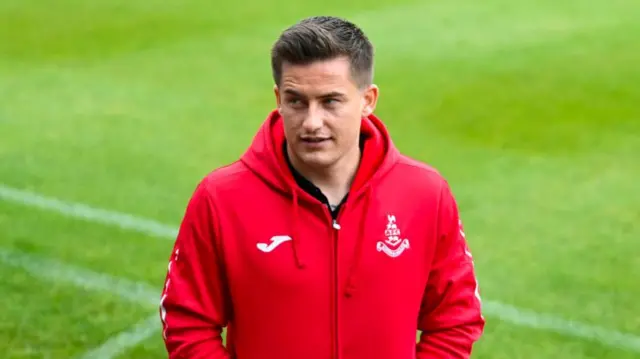 Airdrie Player/Manager Rhys McCabe pre-match during a William Hill Championship match between Ayr United and Airdrieonians at Somerset Park, on August 09, 2024, in Ayr, Scotland. (Photo by Rob Casey / SNS Group)