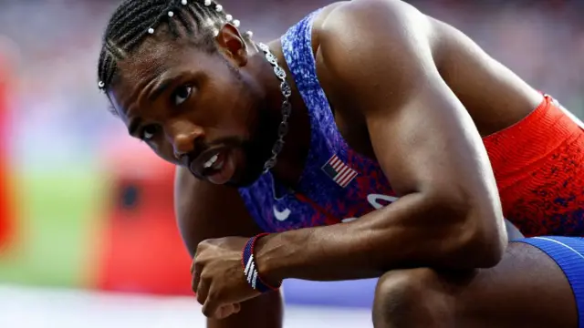 Noah Lyles after running the men's 200m final